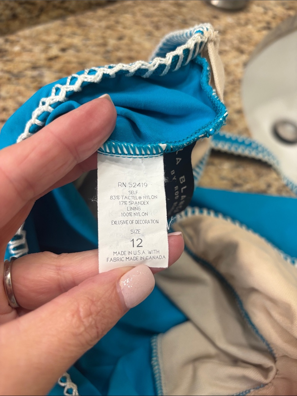 La Blanca by Rob Beattie size 12 Women's Teal Halter one piece suit white trim - Picture 5 of 12